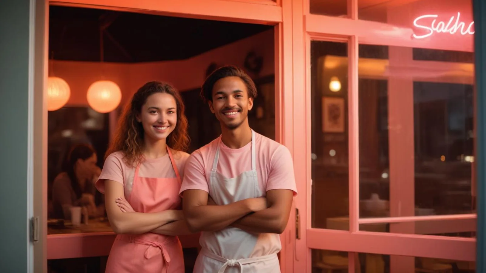 Restaurateur souriant dans la salle de son établissement