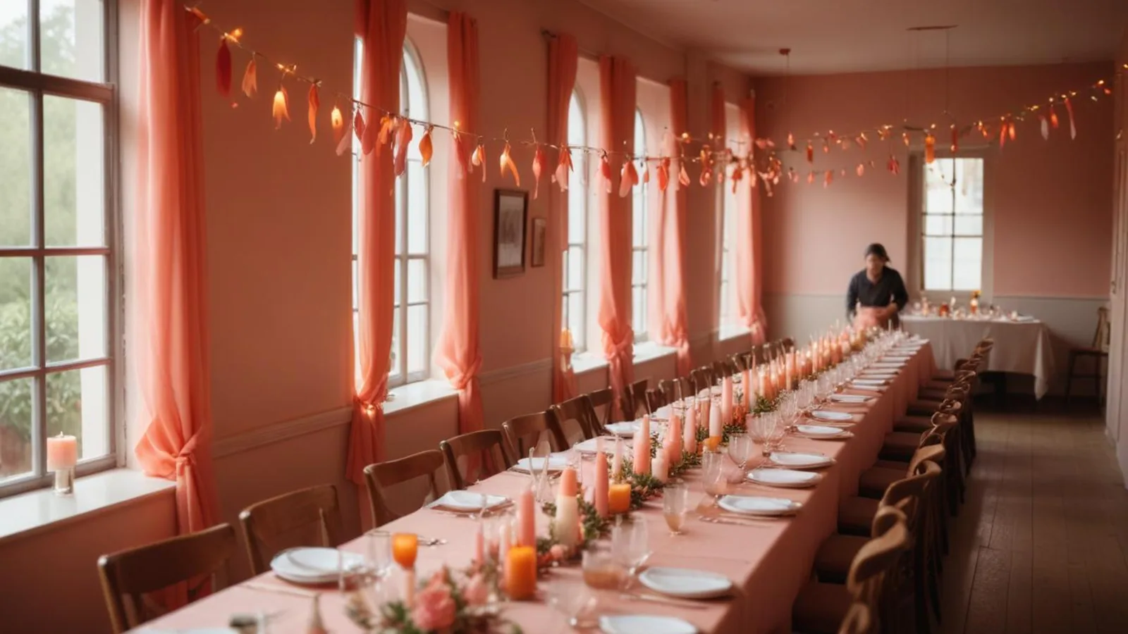 Lively evening in a restaurant decorated for an event