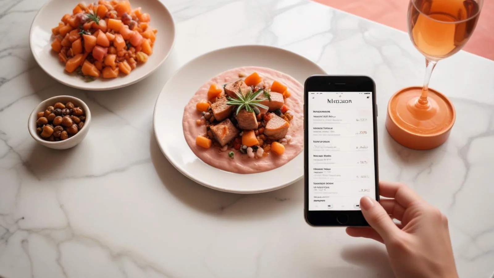 Restaurant digital menu displayed on a smartphone at the table