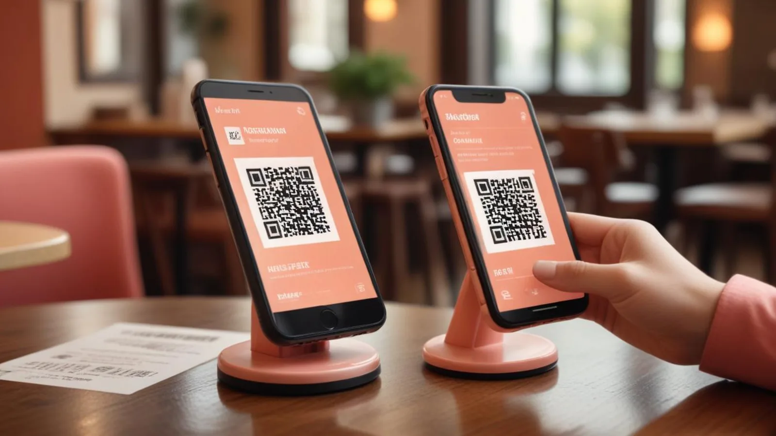 Guest scanning the QR code standing on a restaurant table